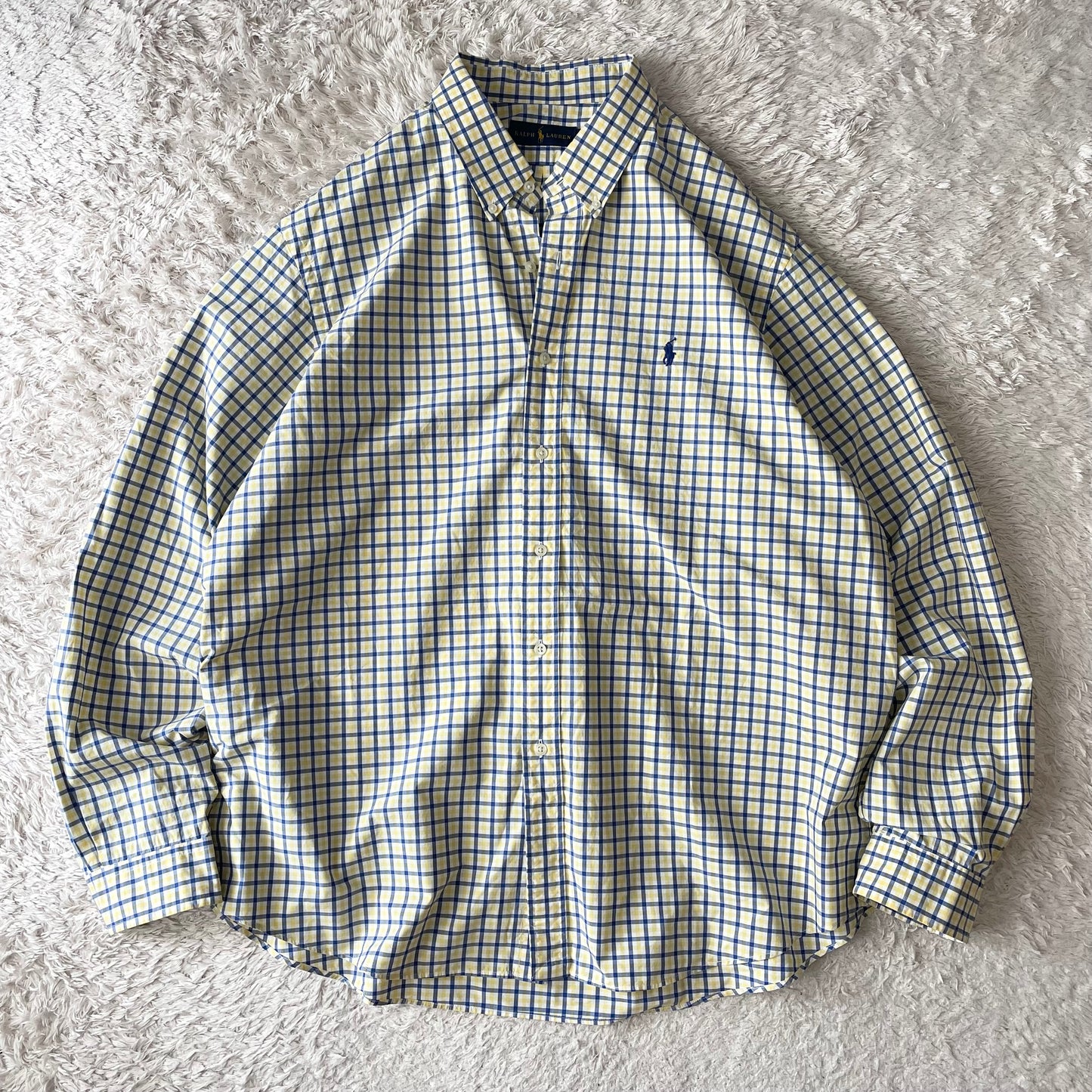 ラルフローレン 美品 現行 BD L/S shirt XXL 黄白青チェック