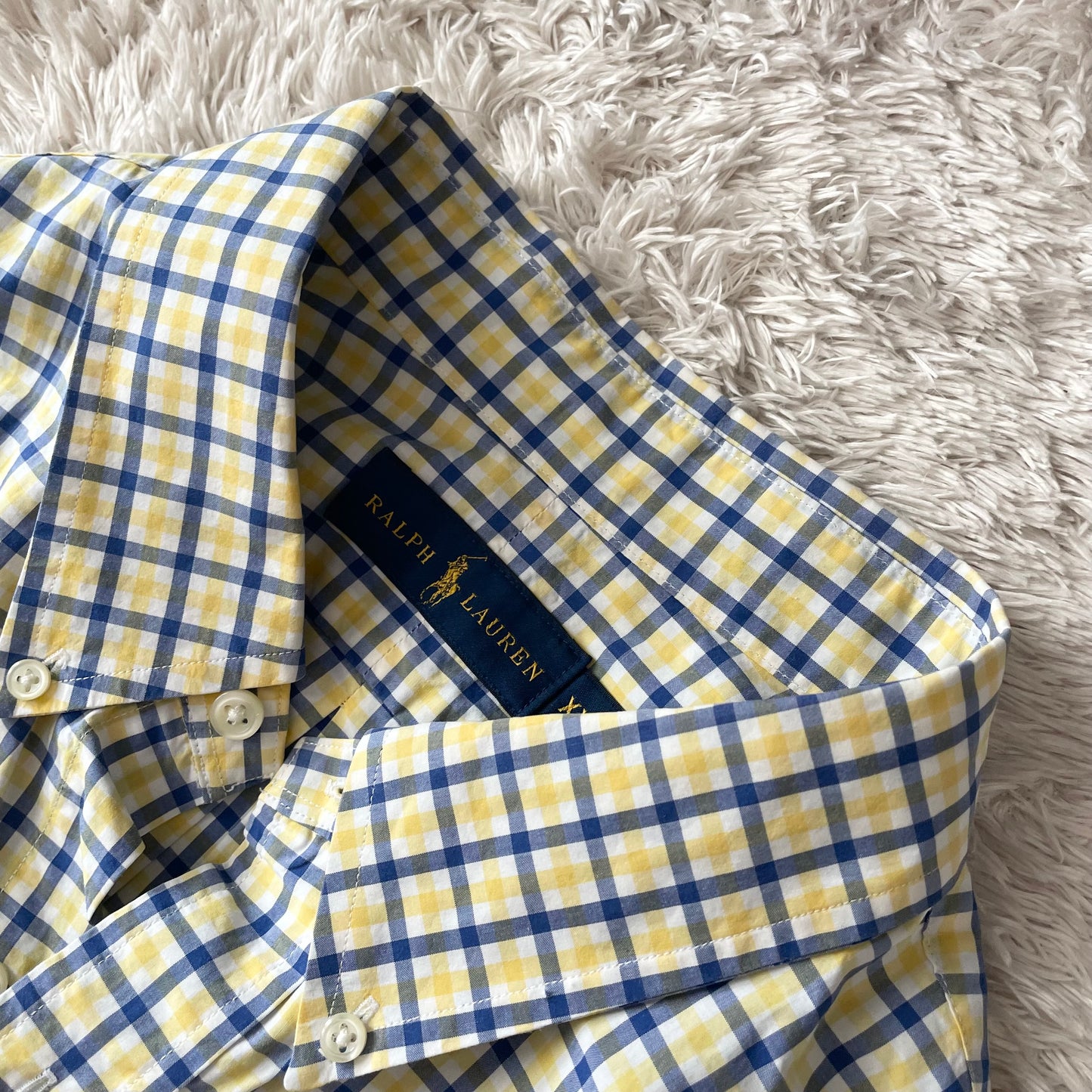 ラルフローレン 美品 現行 BD L/S shirt XXL 黄白青チェック