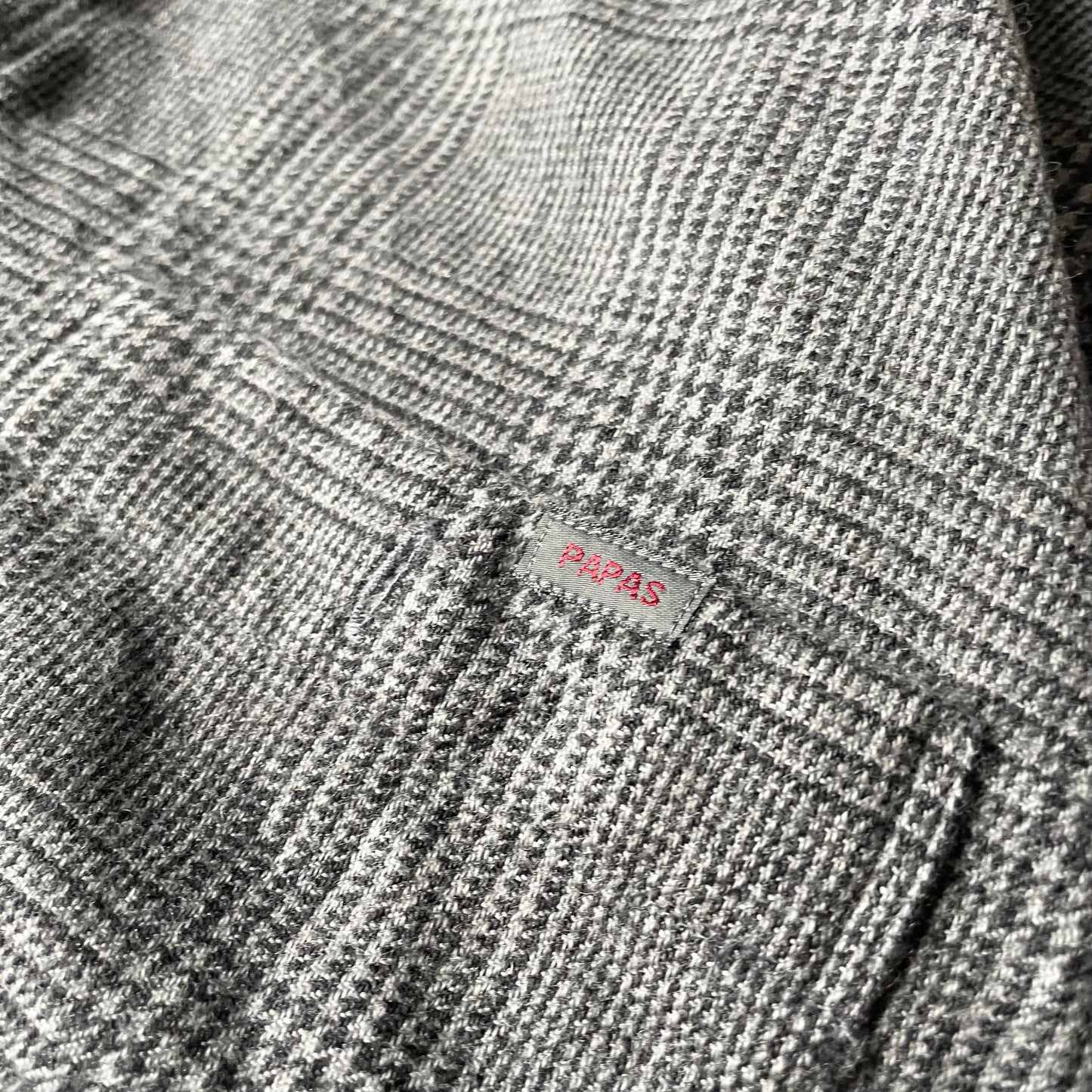 パパス 美品 PAPAS ウール ネルシャツ L グレー