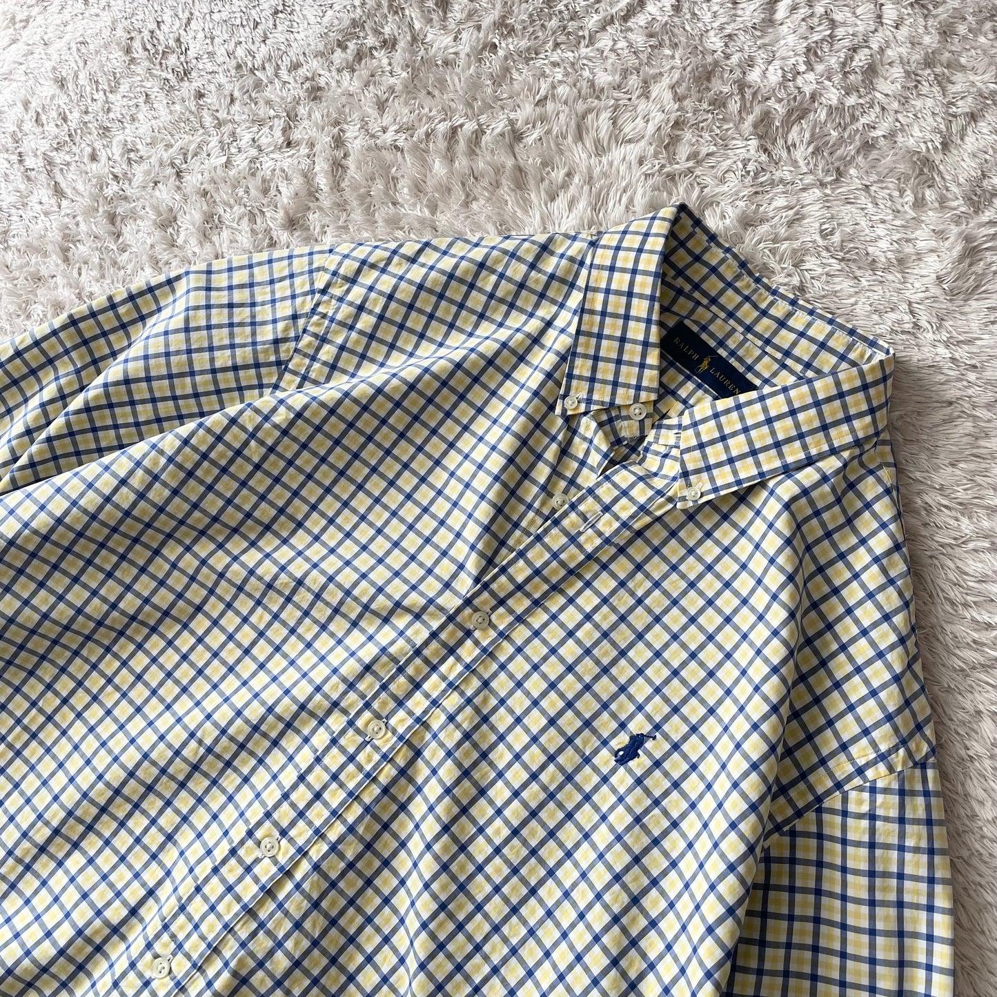 ラルフローレン 美品 現行 BD L/S shirt XXL 黄白青チェック