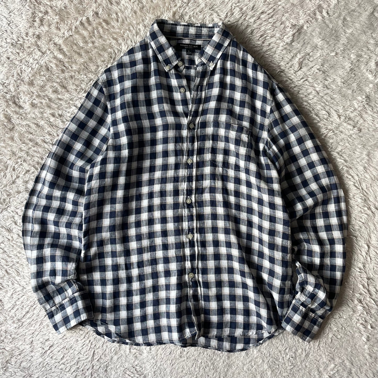バナナリパブリック 美品 BANANA REPUBLIC リネンシャツ L