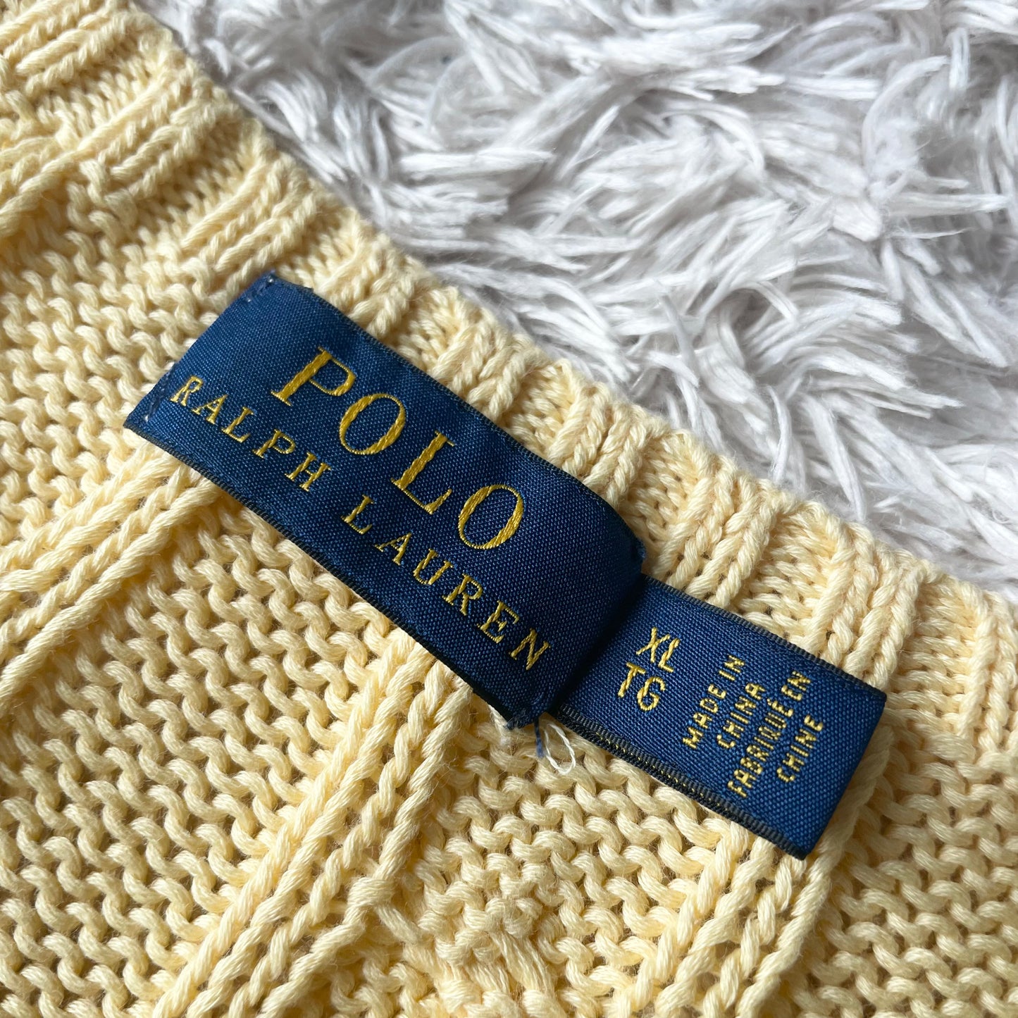 ラルフローレン ケーブルニット XL イエロー