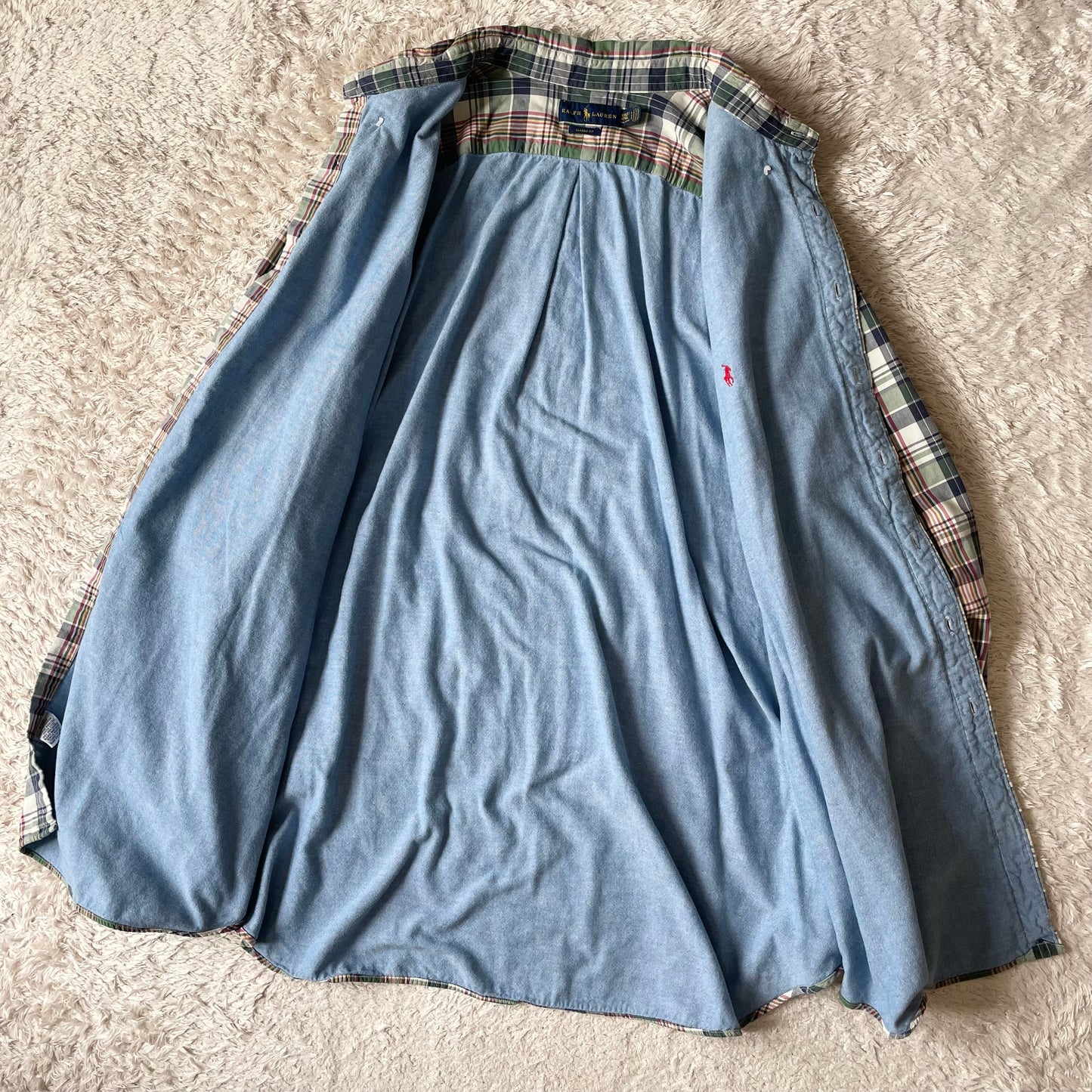 ラルフローレン 美品 現行 ダブルフェイス チェックシャツ 4XLT 緑