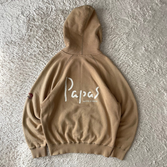 パパス PAPAS 90s ラグラン ジップアップ パーカー M ベージュ