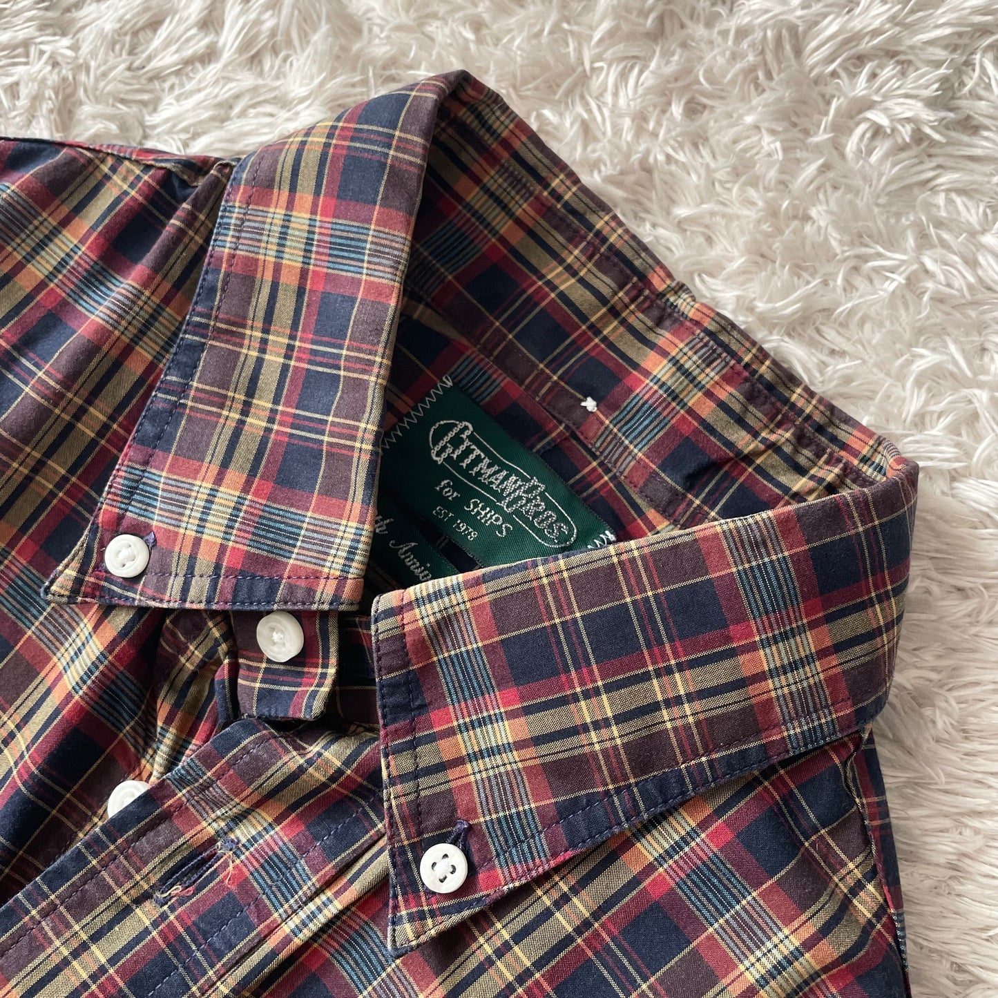 GITMAN BROS 美品 BD L/S shirt 15 1/2 茶チェック
