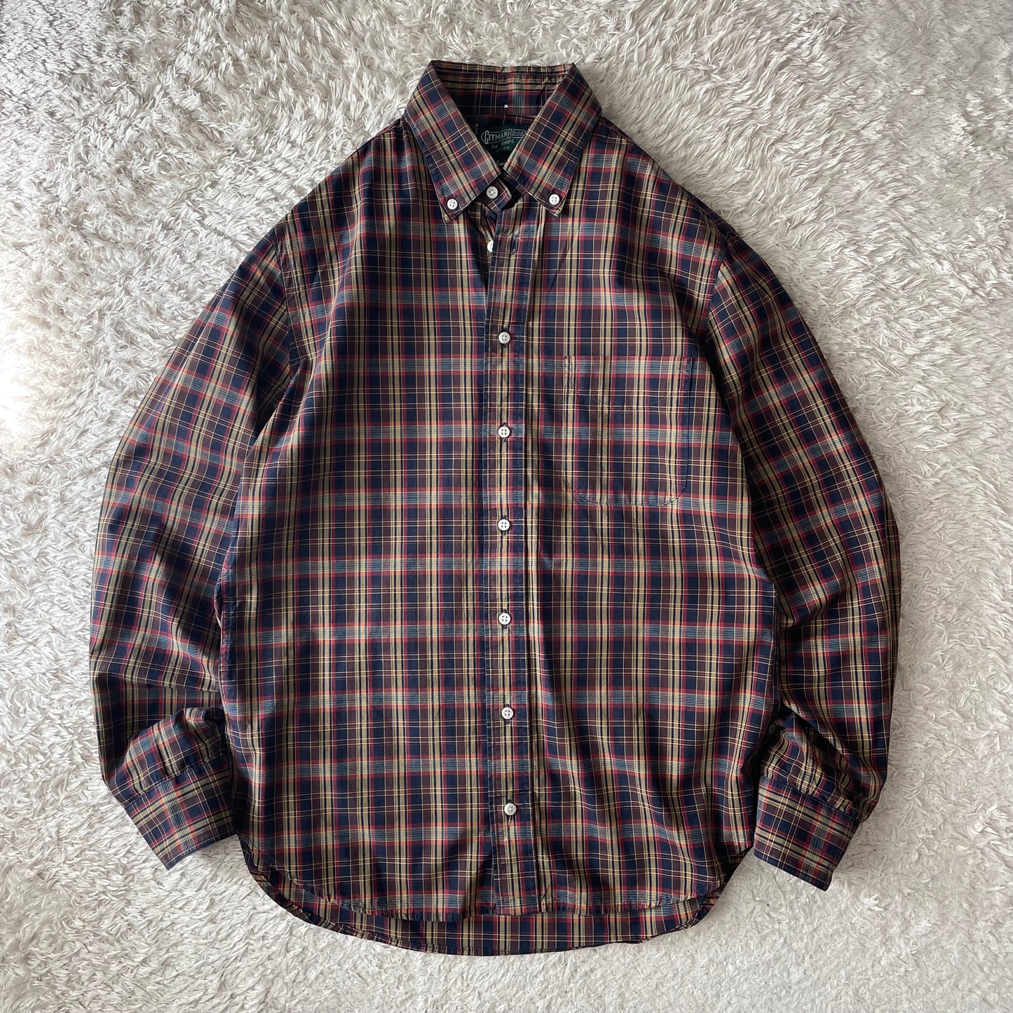 GITMAN BROS 美品 BD L/S shirt 15 1/2 茶チェック