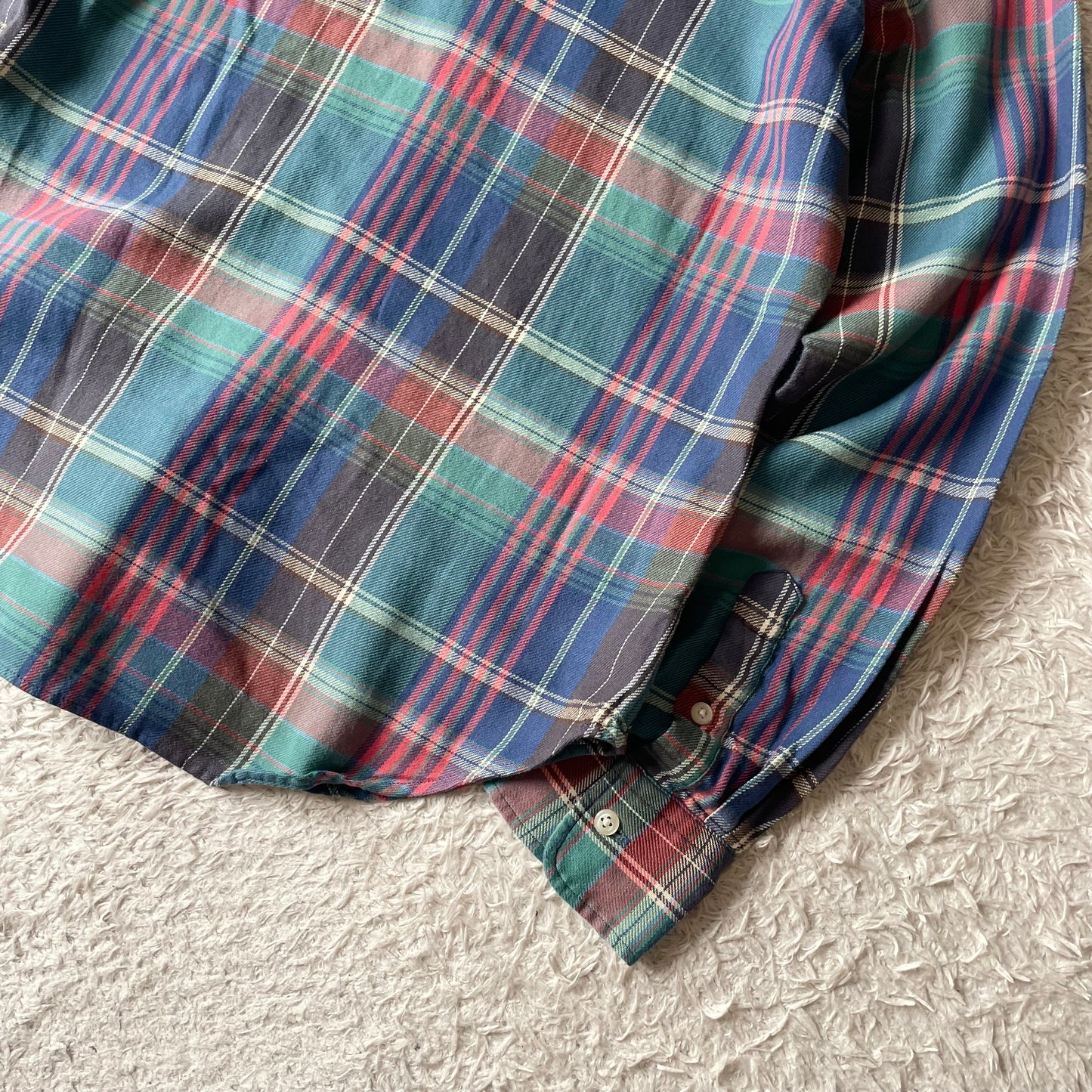 ラルフローレン 美品 現行 BD L/S check shirt XS 青緑