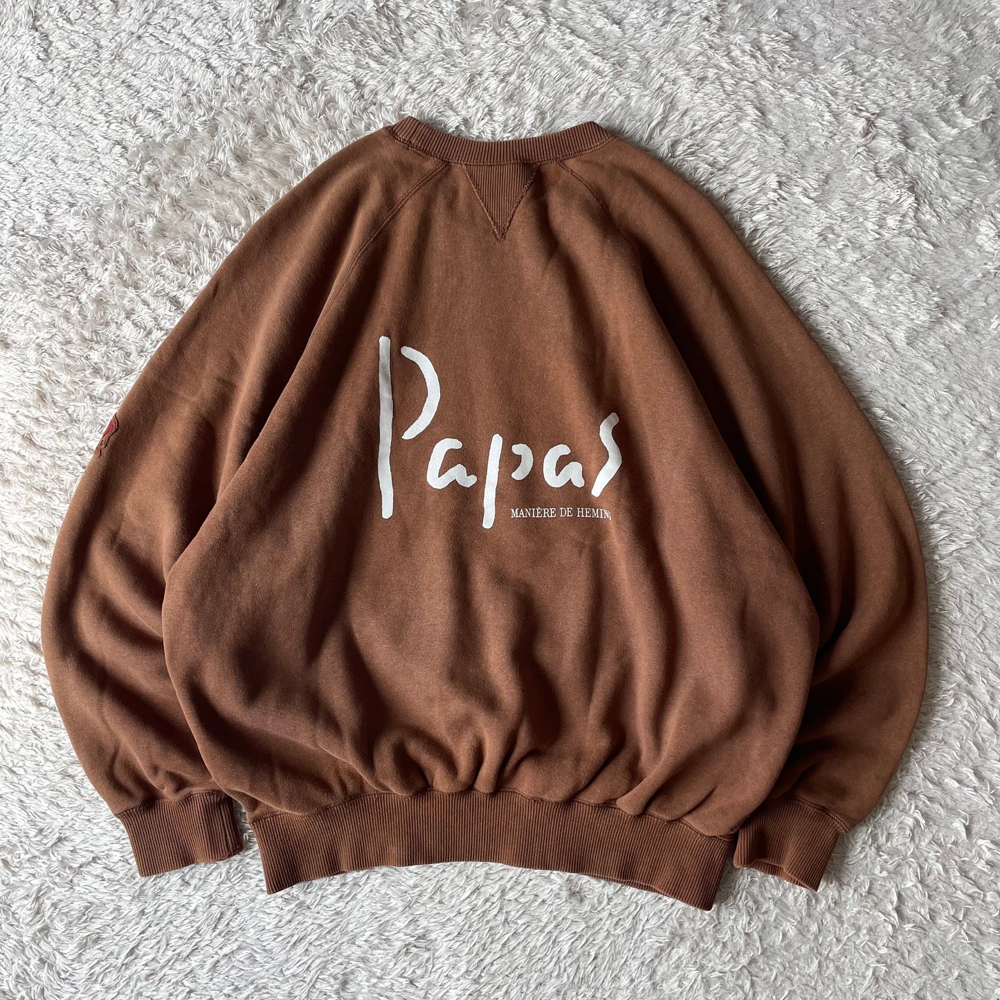 パパス 美品 PAPAS ラグランスリーブ スウェット L ブラウ
