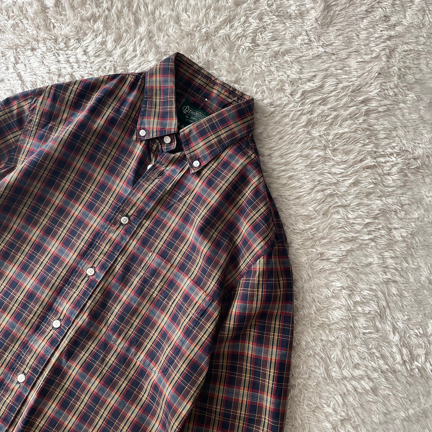 GITMAN BROS 美品 BD L/S shirt 15 1/2 茶チェック