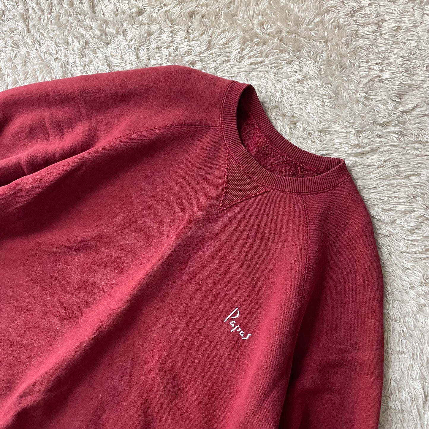 パパス 美品 PAPAS 両V ラグランスリーブ スウェット M ボルドー