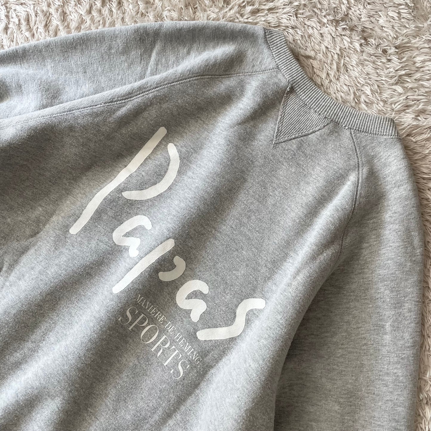 パパス 美品 PAPAS ラグランスリーブ スウェット 両V M グレ