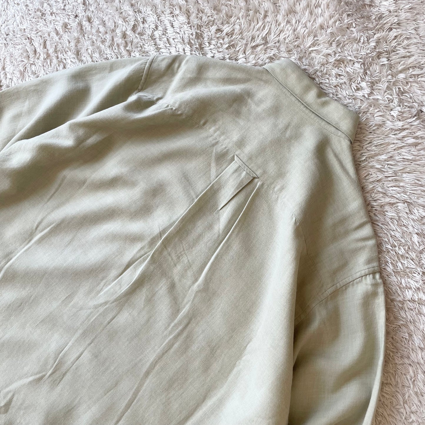 パパス 美品 コットンウールシャツ M くすみ黄緑