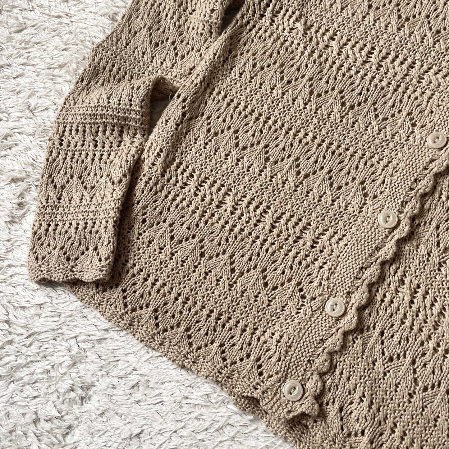 ラルフローレン 美品 現行 リネンエンブロイダリーカーディガン M ベージュ