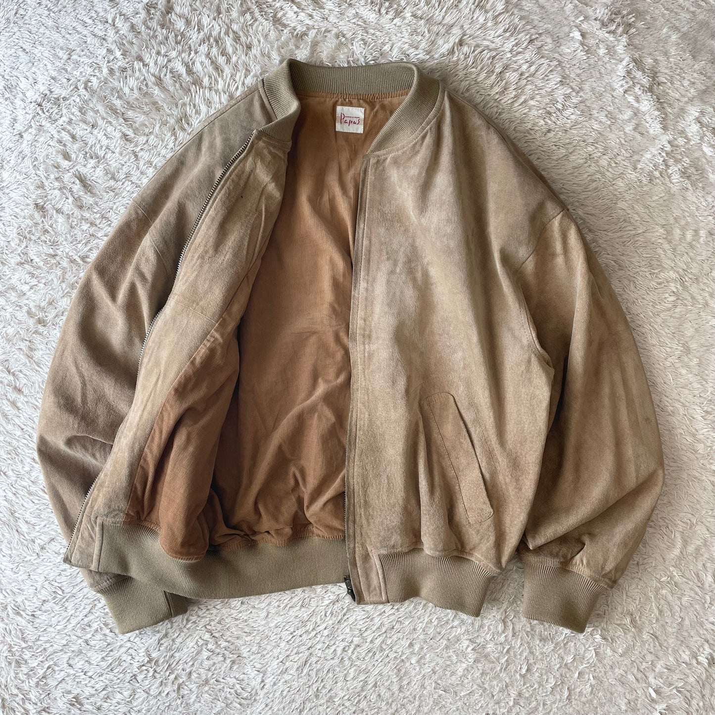 パパス PAPAS ピッグレザー ブルゾン L ベージュ