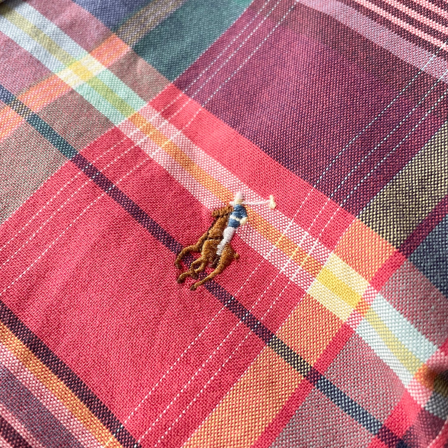 ラルフローレン BD L/S check shirt XS 赤青