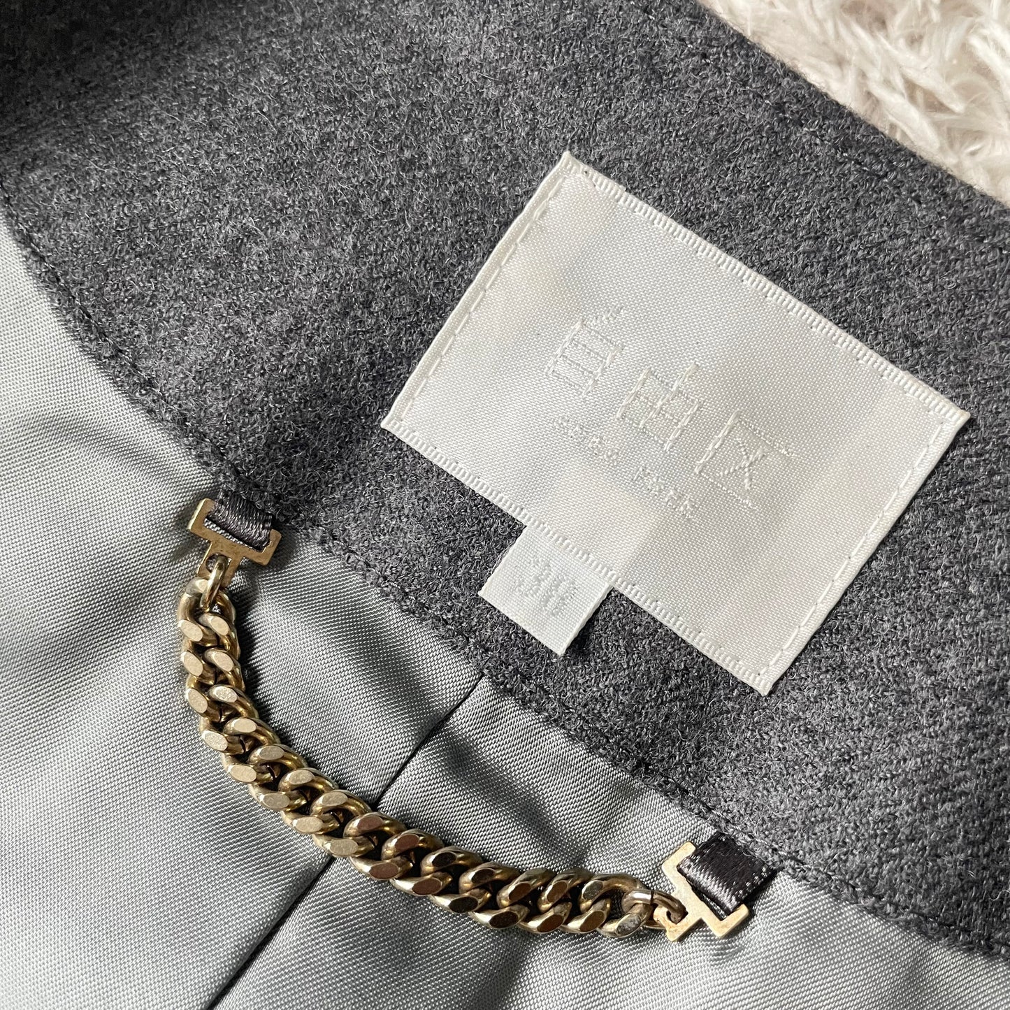 自由区 美品 LINTON ノーカラー ウール ジャケット 38 グレー