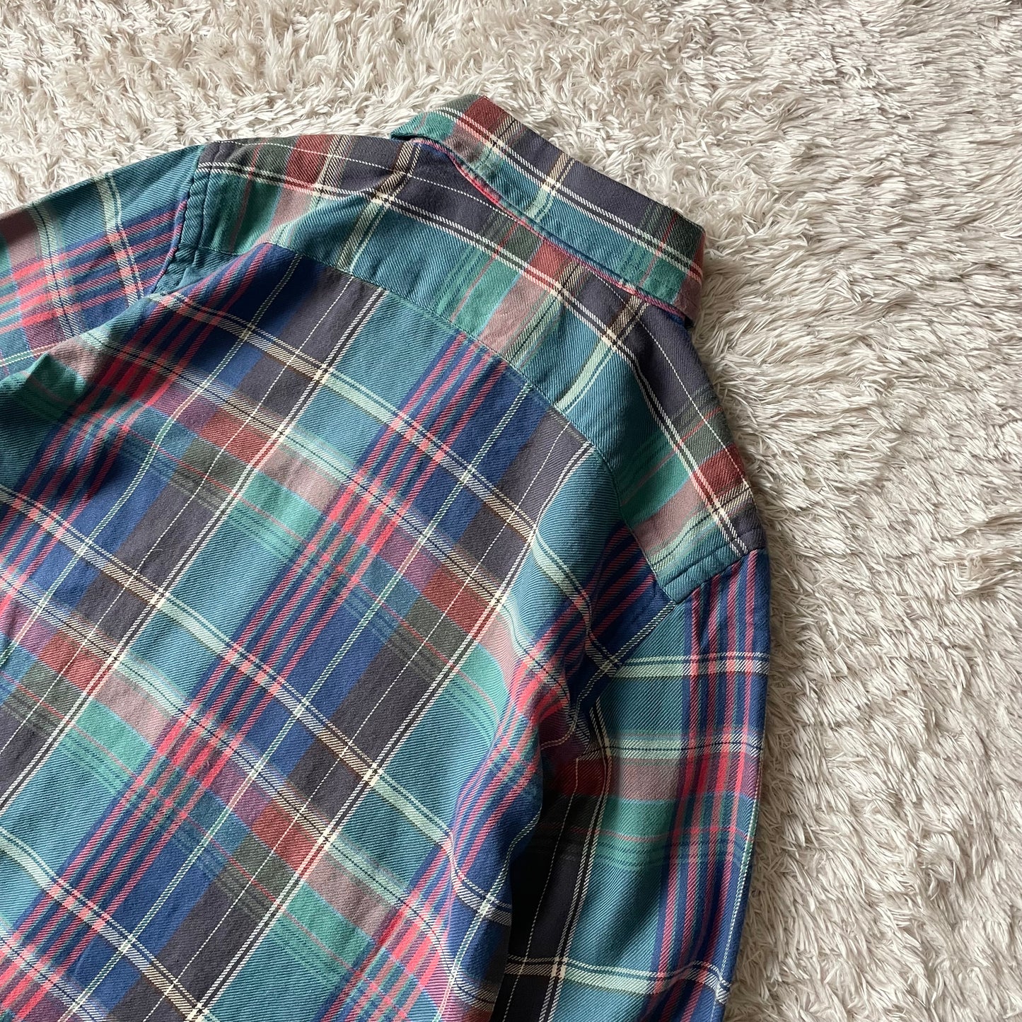 ラルフローレン 美品 現行 BD L/S check shirt XS 青緑