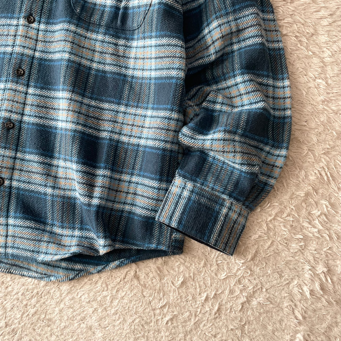 パパス 美品 PAPAS ネルシャツ L 青チェック