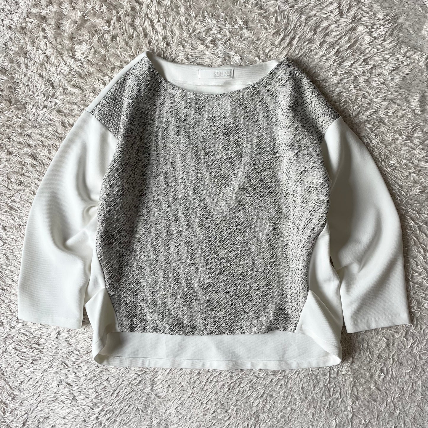 ガリャルダガランテ 美品 コラージュ ツイード切替 ブラウス F ホワイト