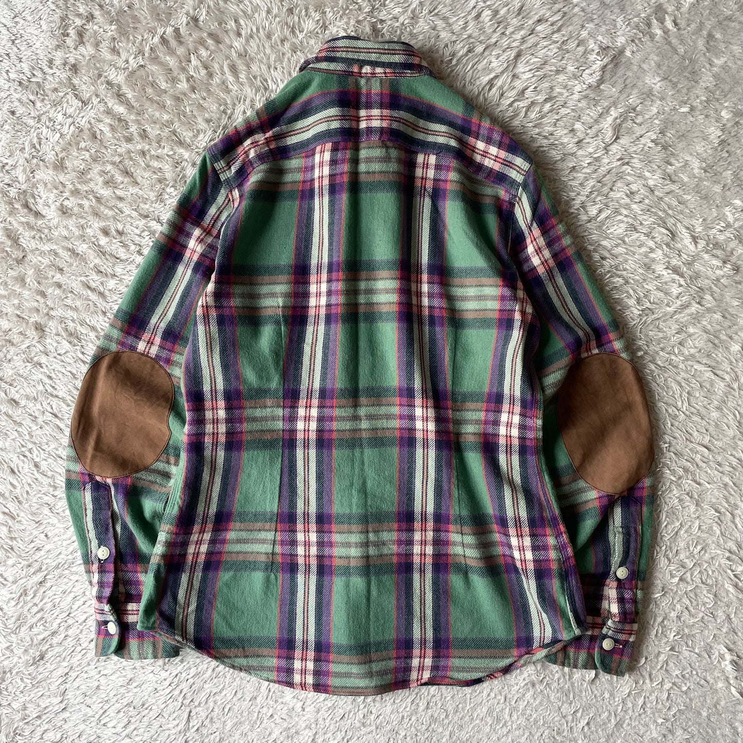 ラルフローレン 美品 現行 ネルシャツ ヘビネル M 緑紫