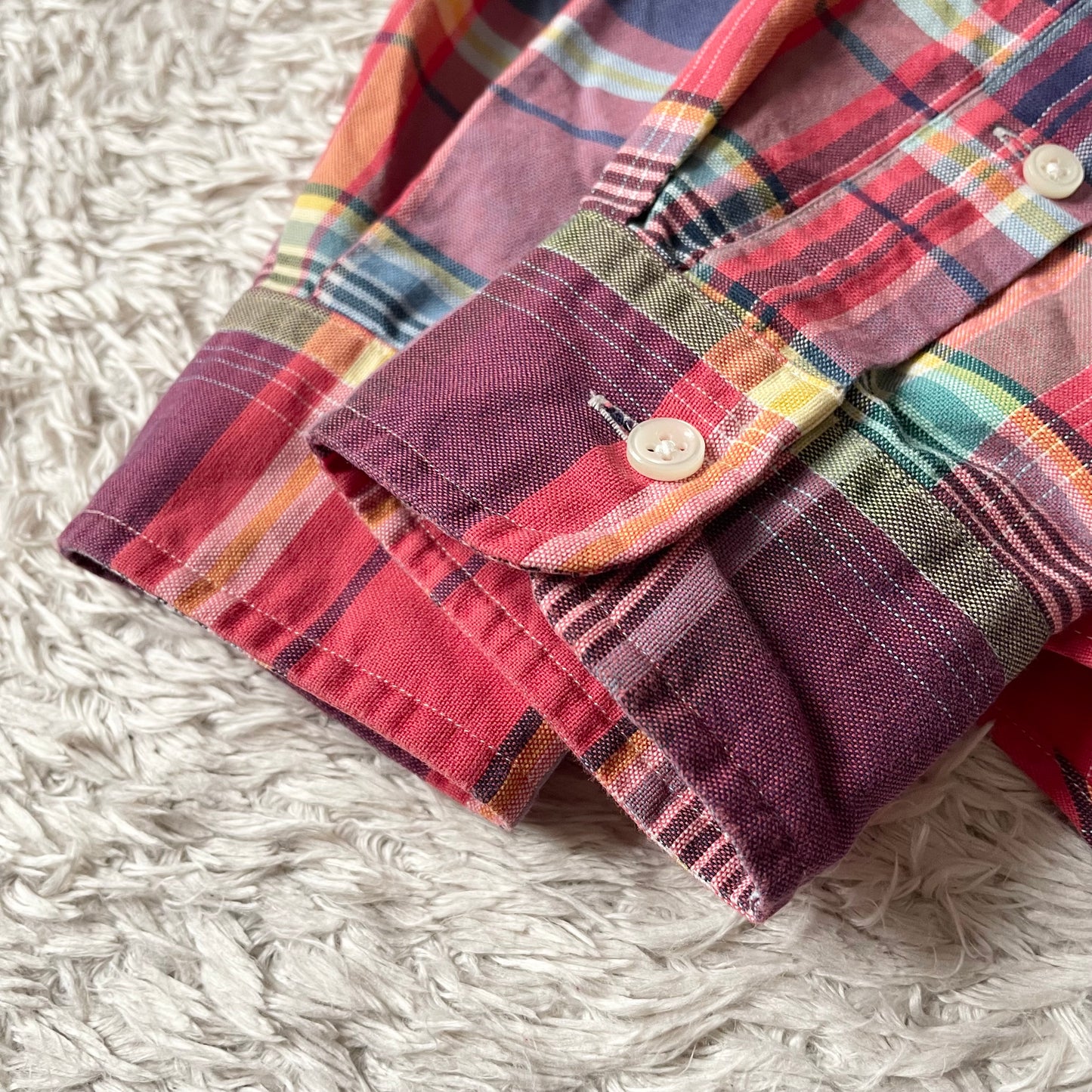 ラルフローレン BD L/S check shirt XS 赤青