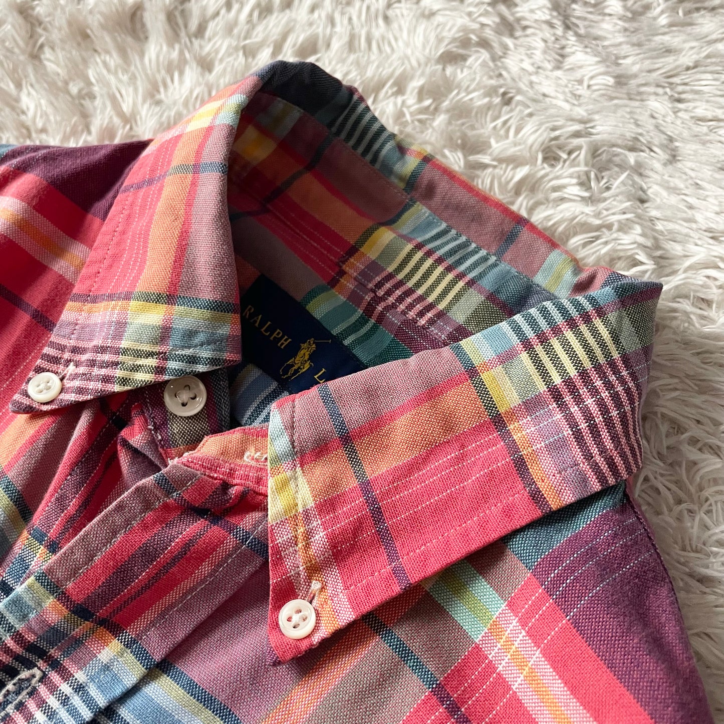 ラルフローレン BD L/S check shirt XS 赤青