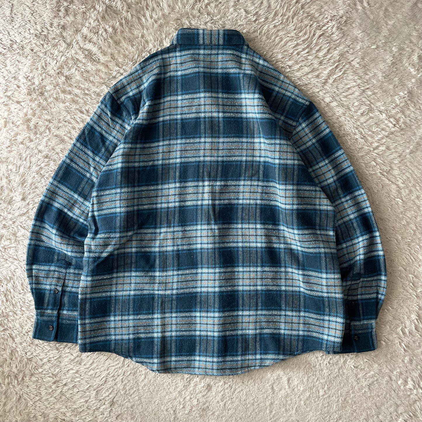 パパス 美品 PAPAS ネルシャツ L 青チェック