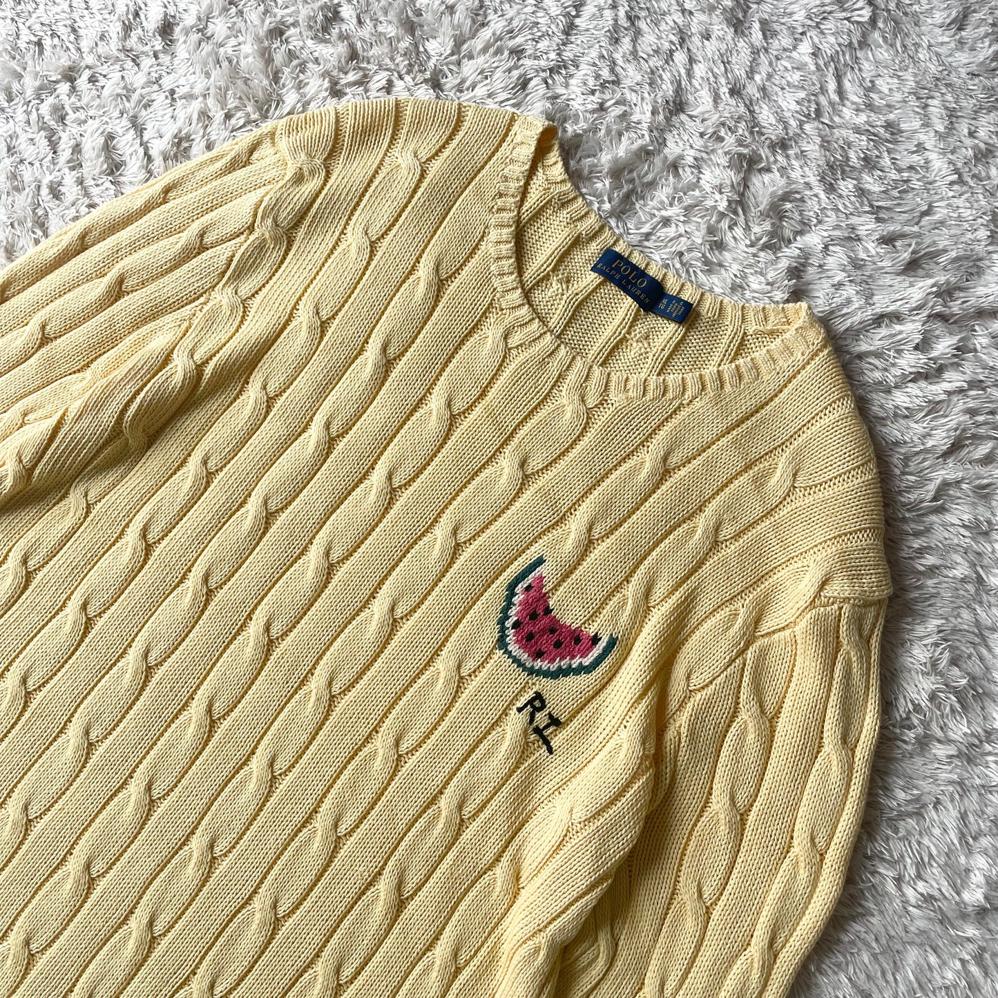 ラルフローレン ケーブルニット XL イエロー