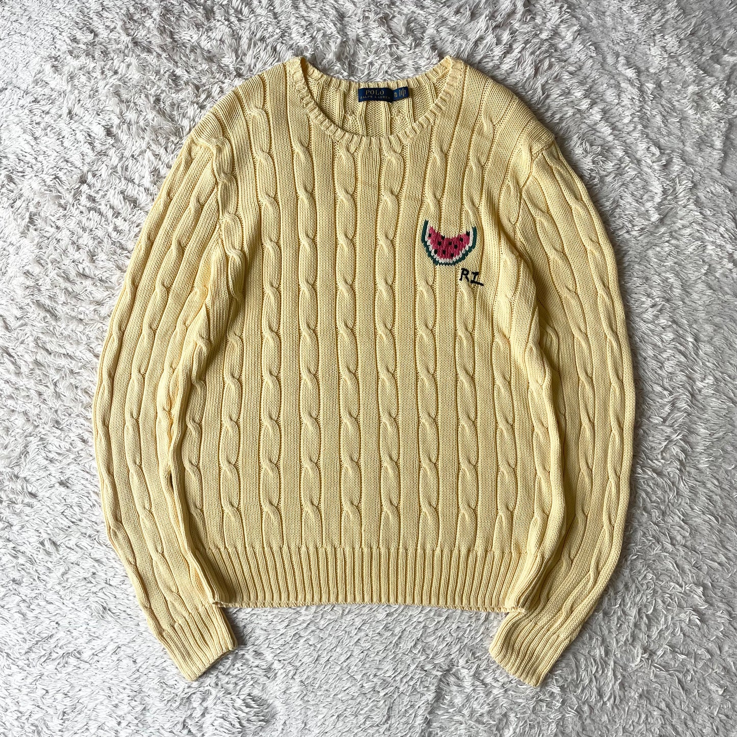 ラルフローレン ケーブルニット XL イエロー