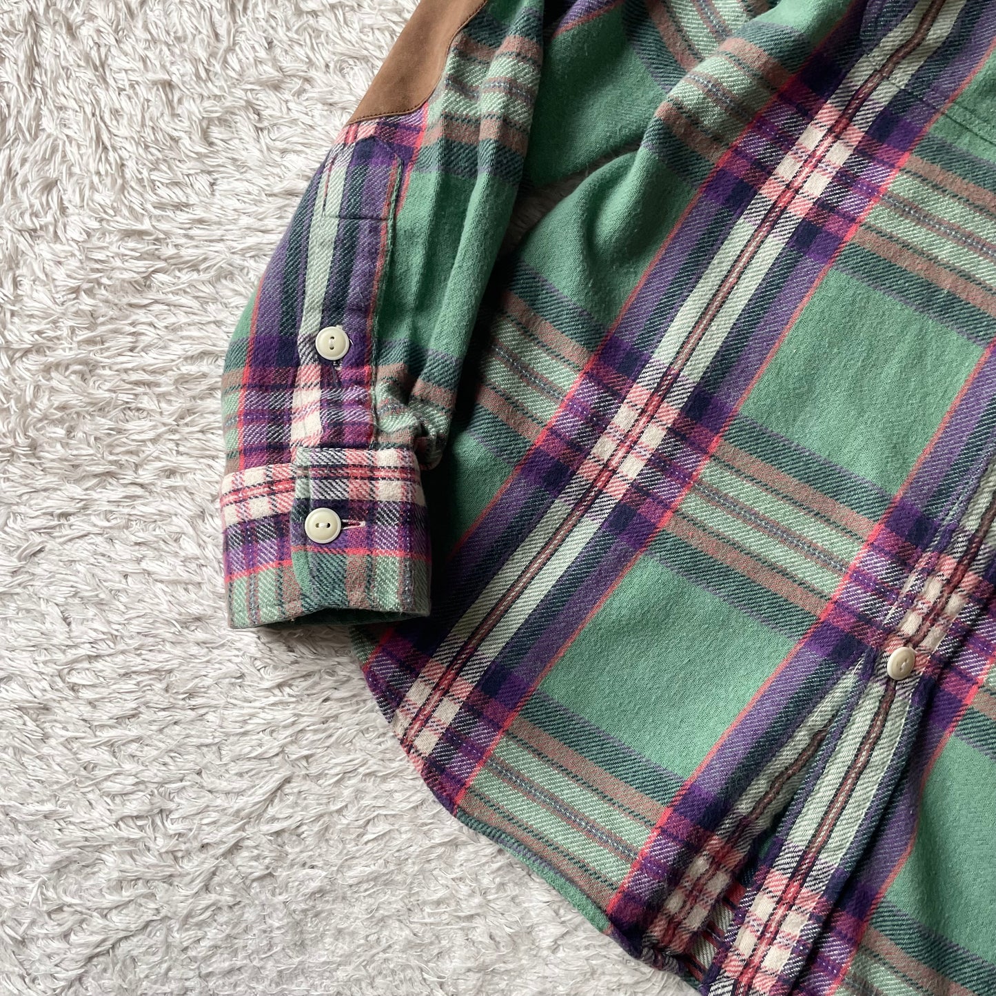ラルフローレン 美品 現行 ネルシャツ ヘビネル M 緑紫