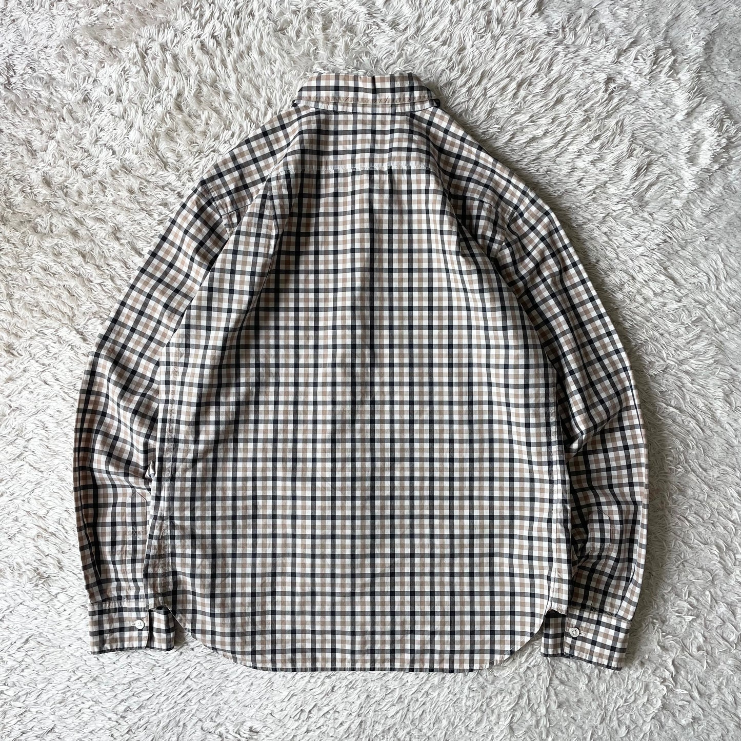 マーガレットハウエル 美品 チェックシャツ 1 ブラウン系