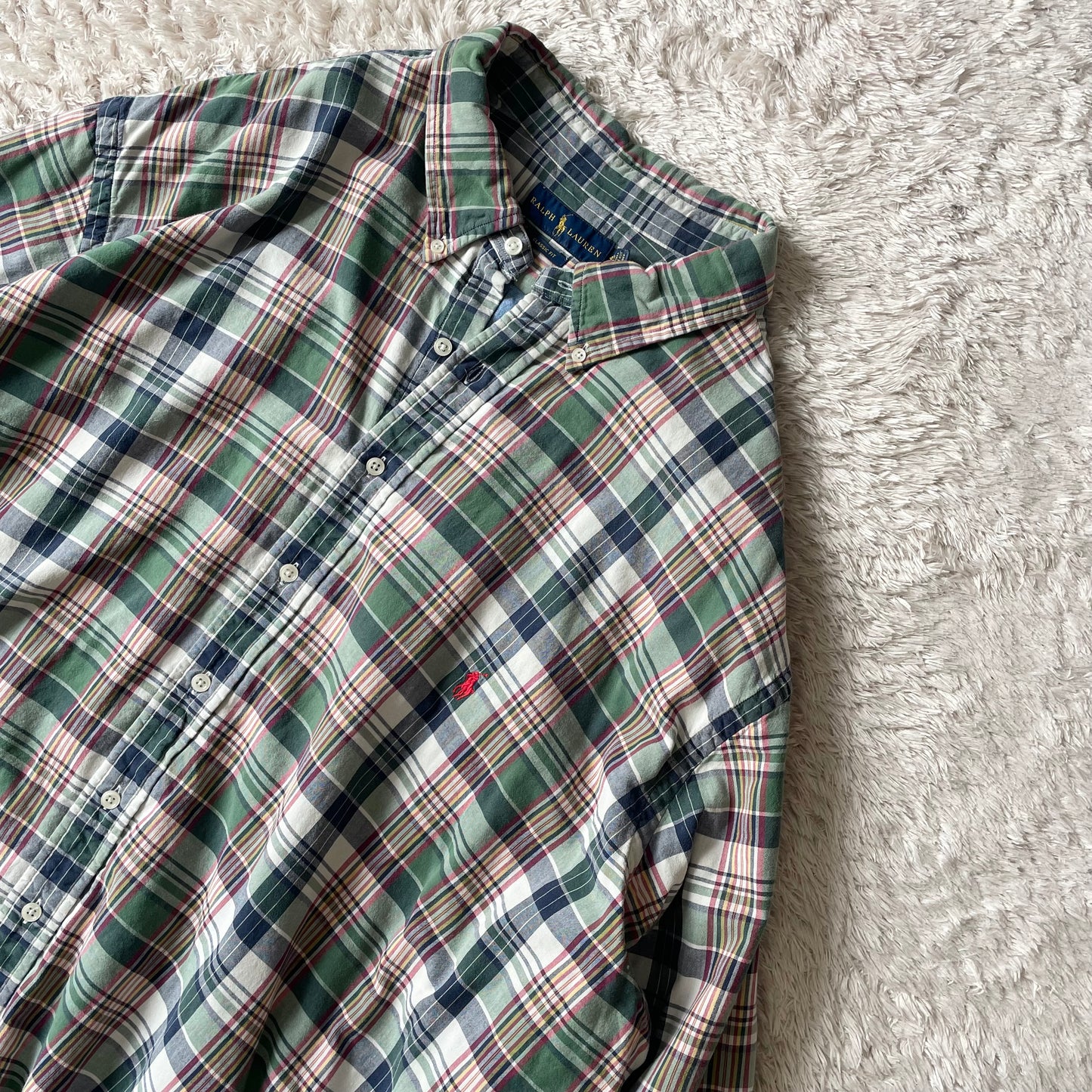 ラルフローレン 美品 現行 ダブルフェイス チェックシャツ 4XLT 緑