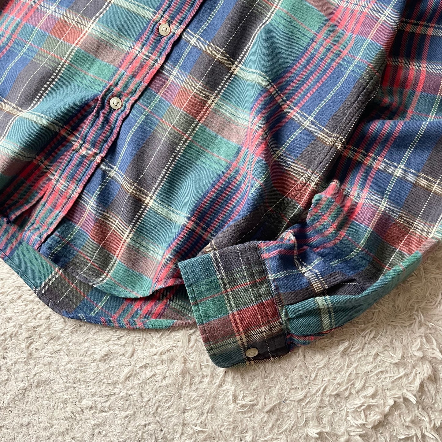 ラルフローレン 美品 現行 BD L/S check shirt XS 青緑
