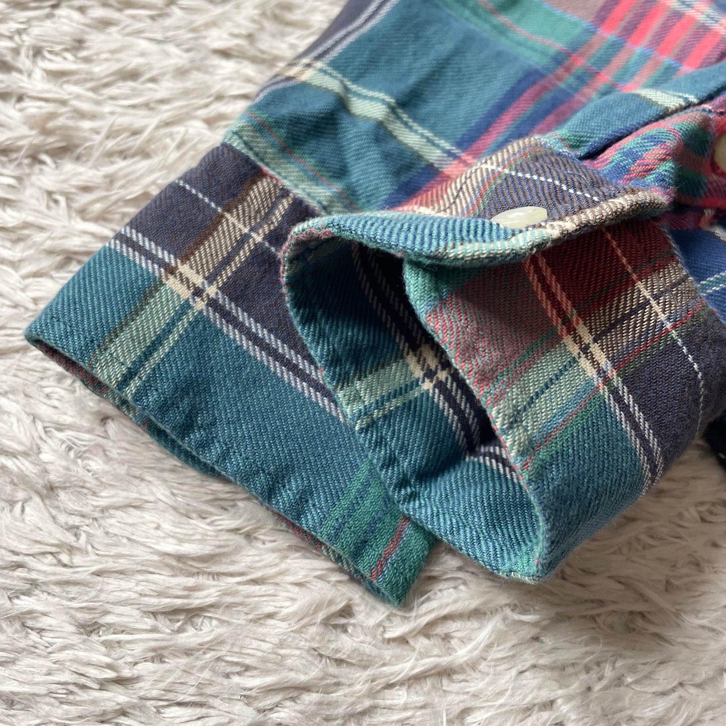 ラルフローレン 美品 現行 BD L/S check shirt XS 青緑