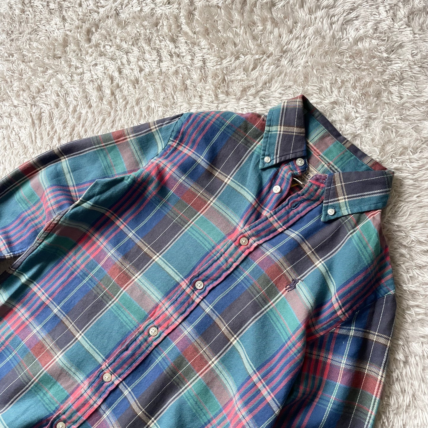 ラルフローレン 美品 現行 BD L/S check shirt XS 青緑