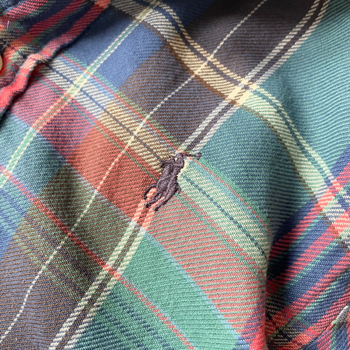 ラルフローレン 美品 現行 BD L/S check shirt XS 青緑
