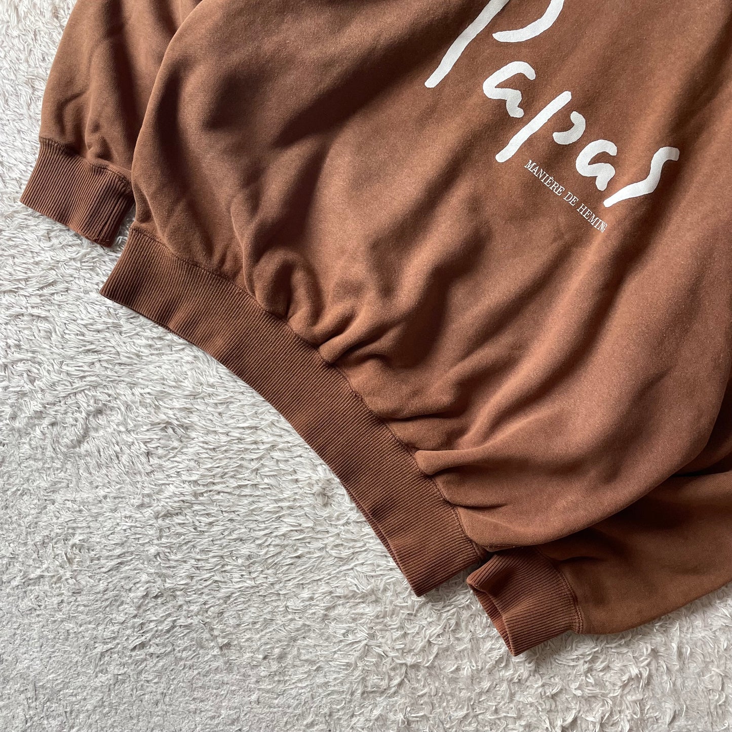 パパス 美品 PAPAS ラグランスリーブ スウェット L ブラウ