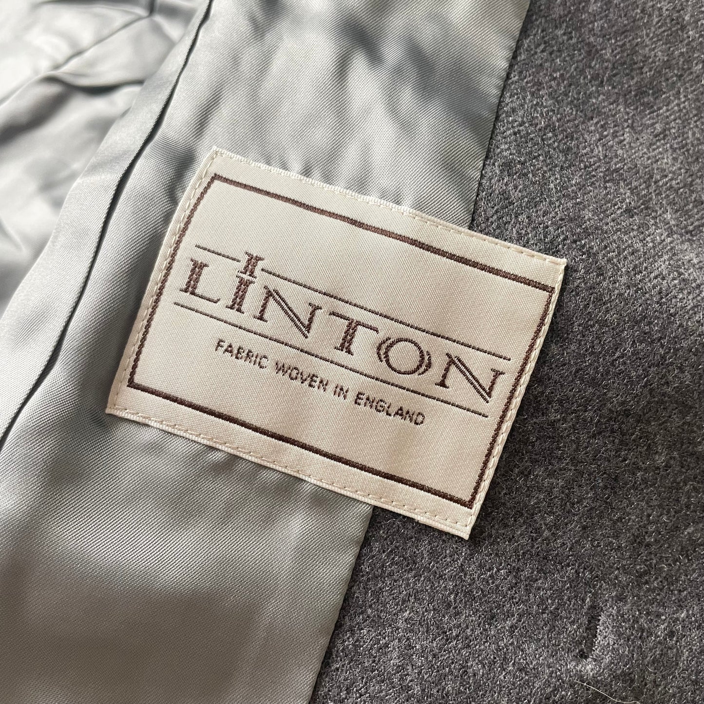 自由区 美品 LINTON ノーカラー ウール ジャケット 38 グレー