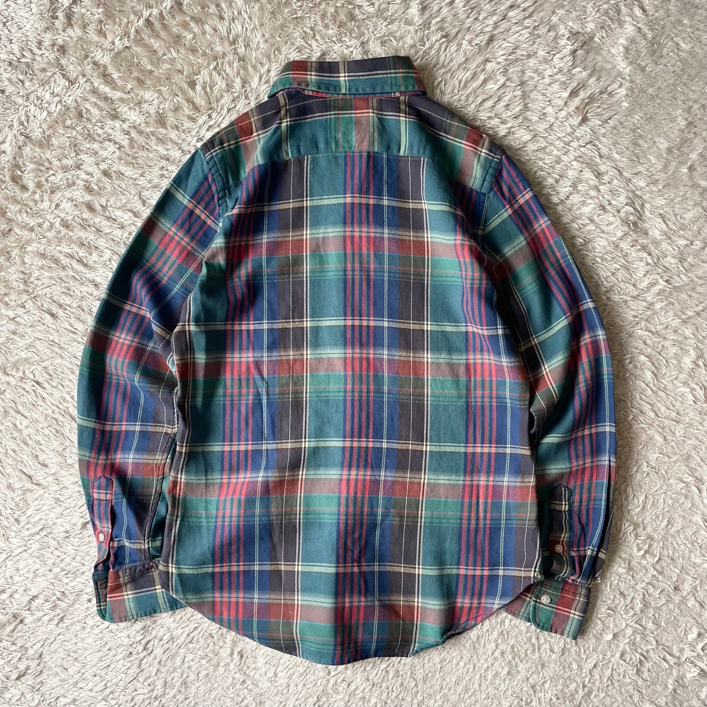 ラルフローレン 美品 現行 BD L/S check shirt XS 青緑