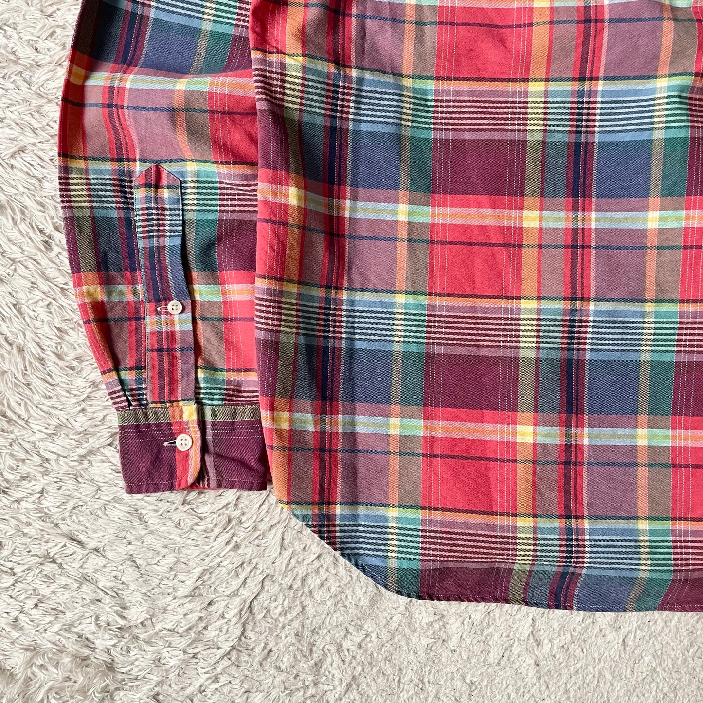 ラルフローレン BD L/S check shirt XS 赤青