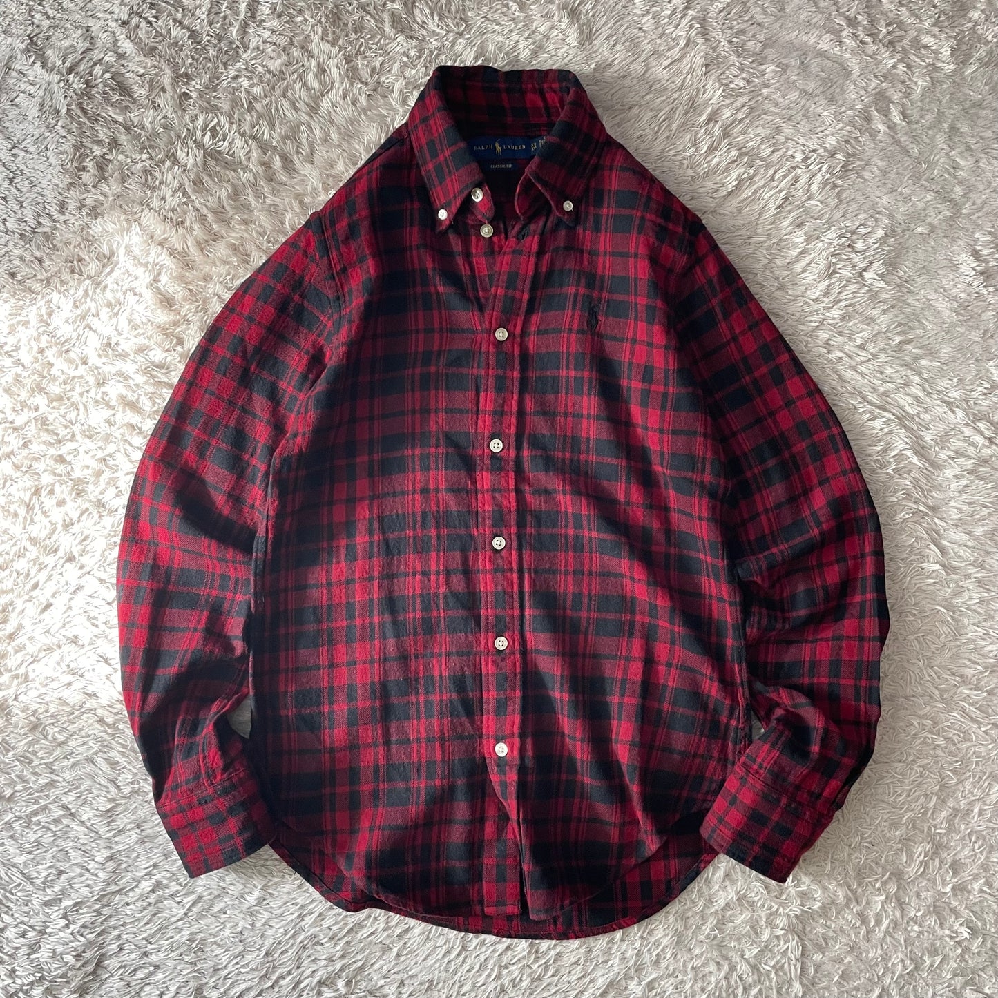 ラルフローレン 美品 現行 ネルシャツ XS 黒赤チェック