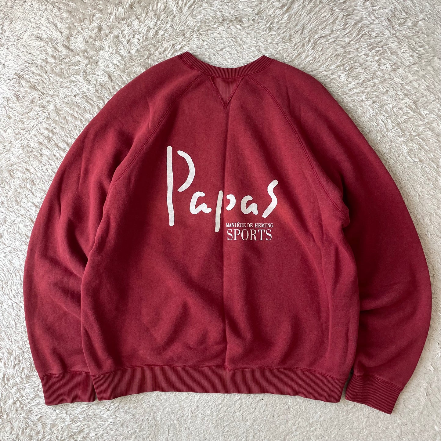 パパス 美品 PAPAS 両V ラグランスリーブ スウェット M ボルドー