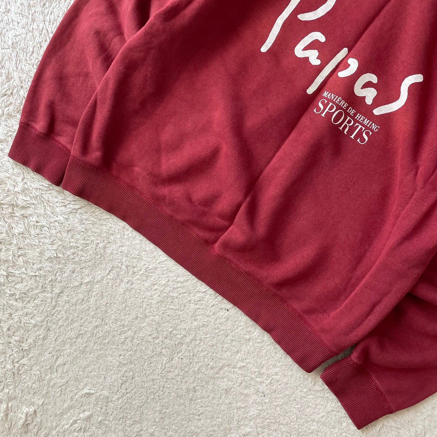 パパス 美品 PAPAS 両V ラグランスリーブ スウェット M ボルドー
