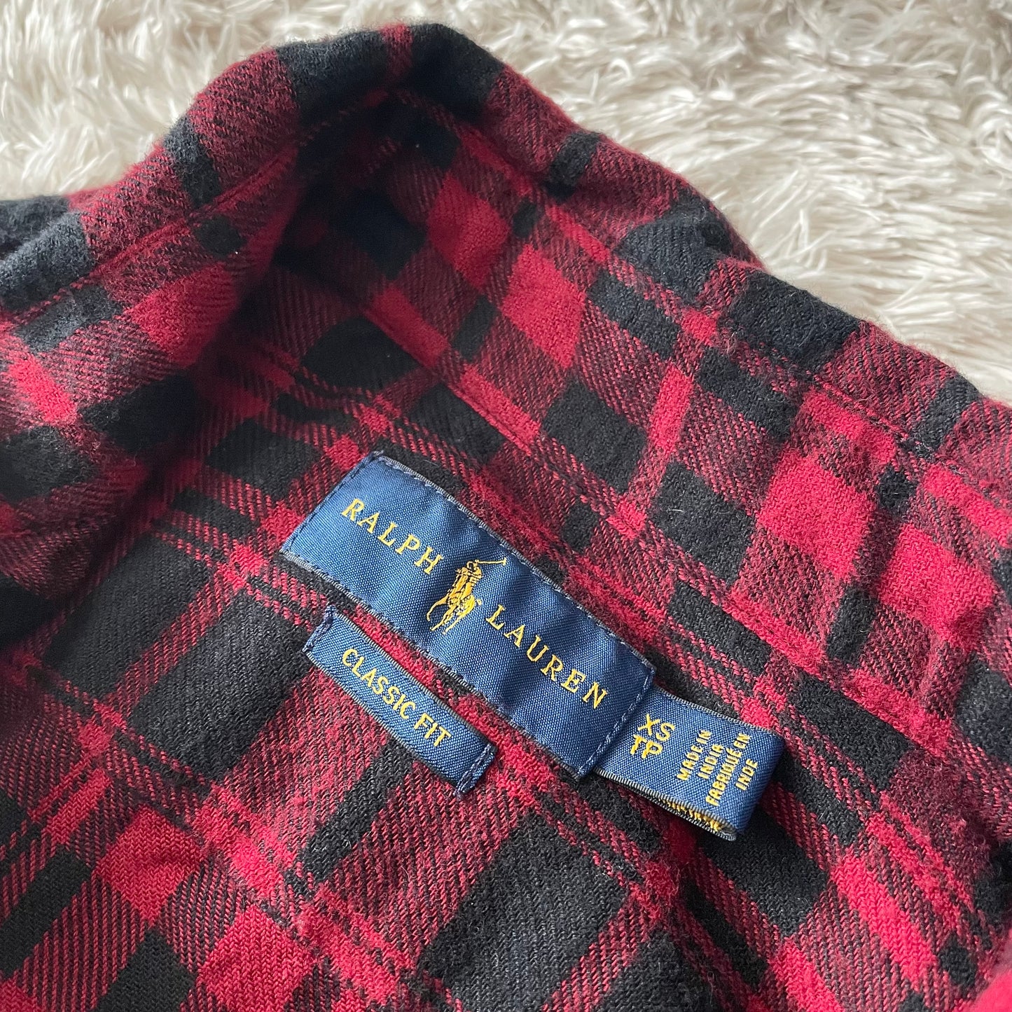 ラルフローレン 美品 現行 ネルシャツ XS 黒赤チェック