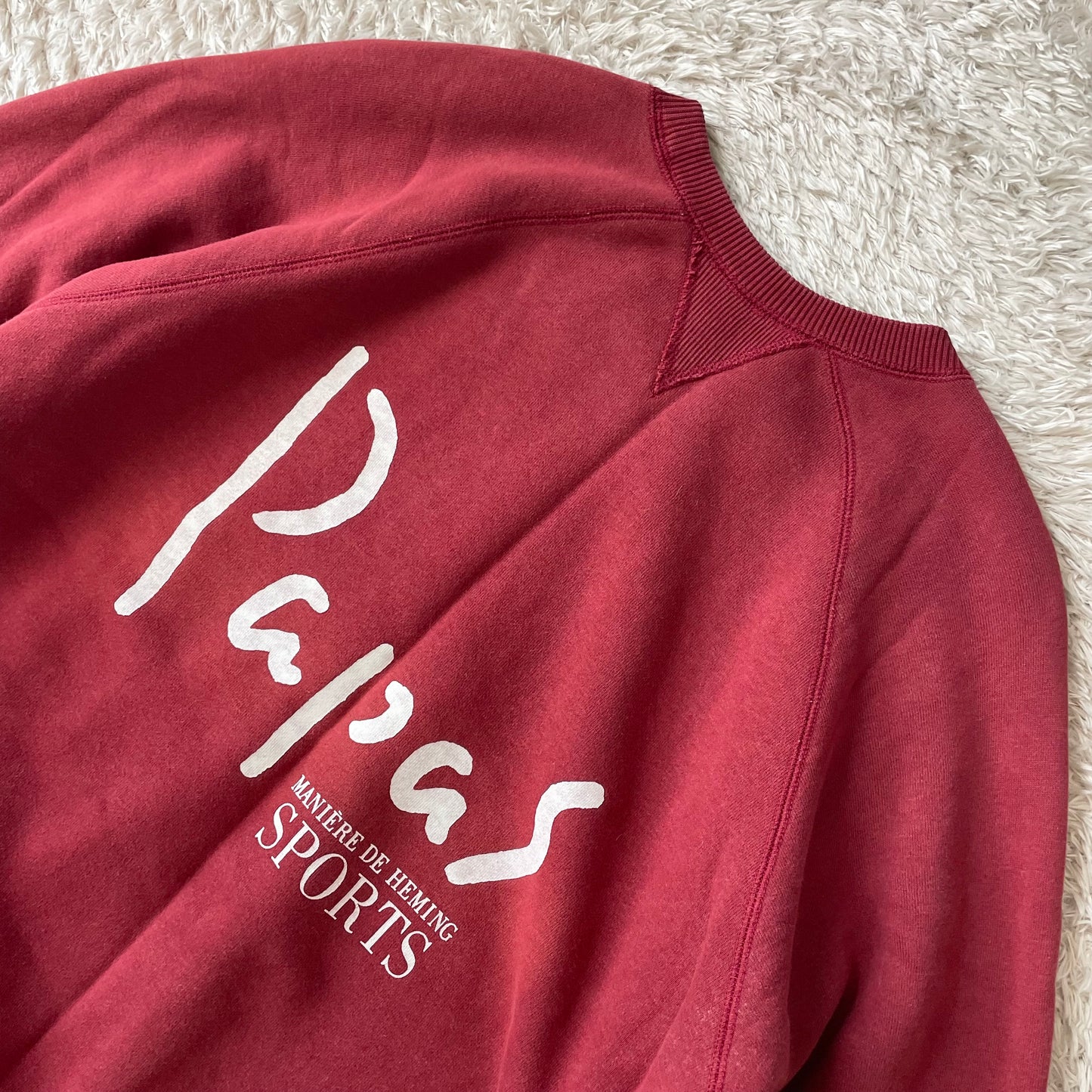 パパス 美品 PAPAS 両V ラグランスリーブ スウェット M ボルドー