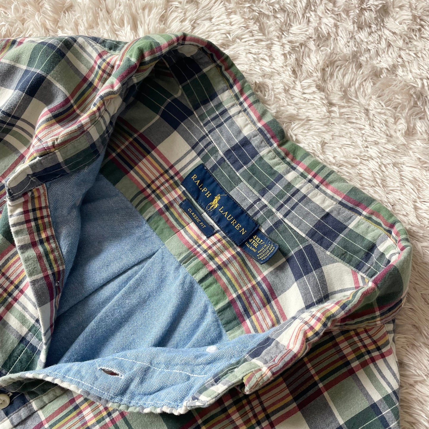 ラルフローレン 美品 現行 ダブルフェイス チェックシャツ 4XLT 緑