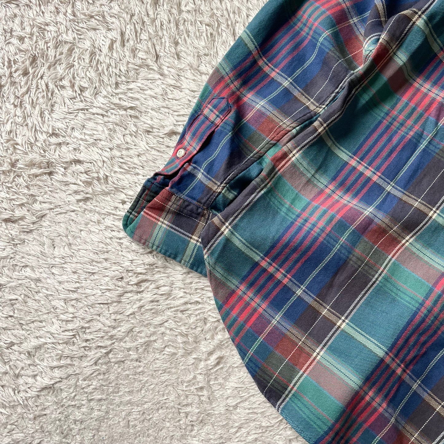 ラルフローレン 美品 現行 BD L/S check shirt XS 青緑