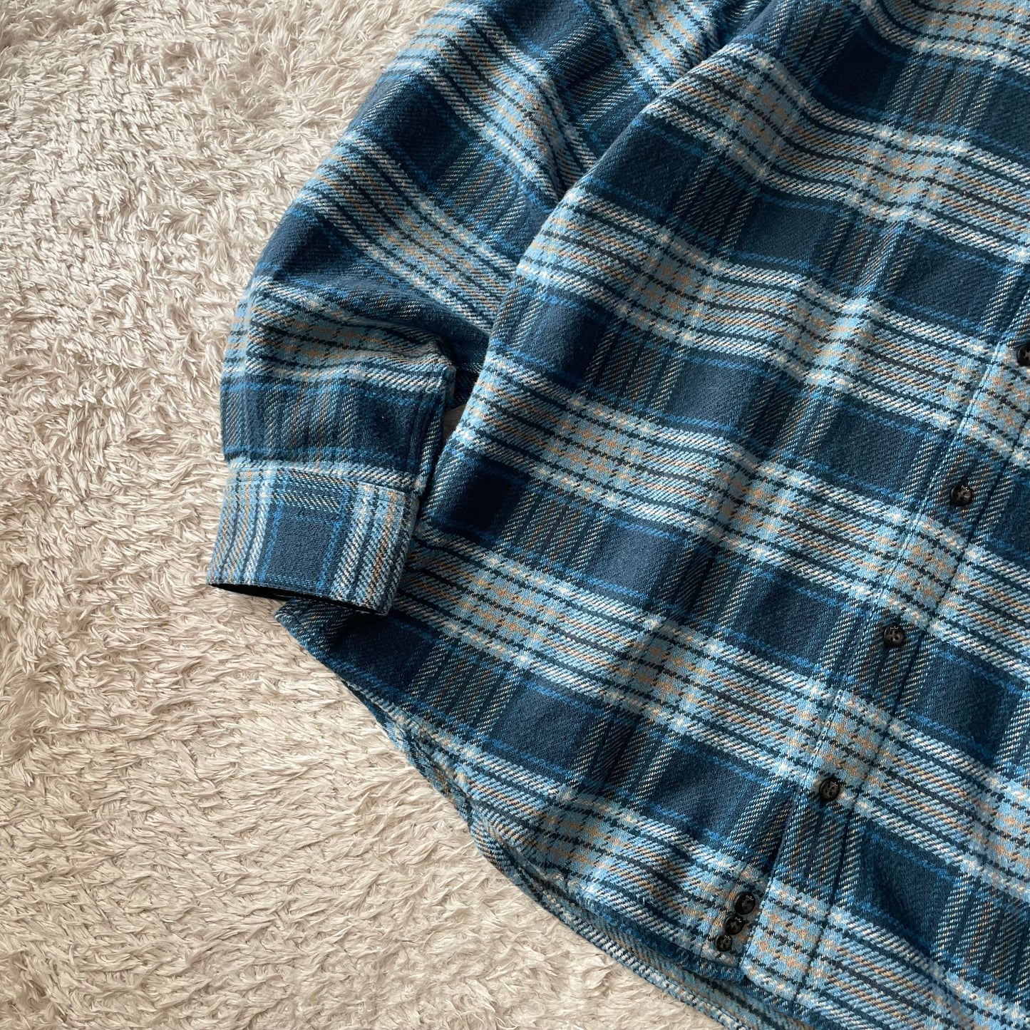 パパス 美品 PAPAS ネルシャツ L 青チェック