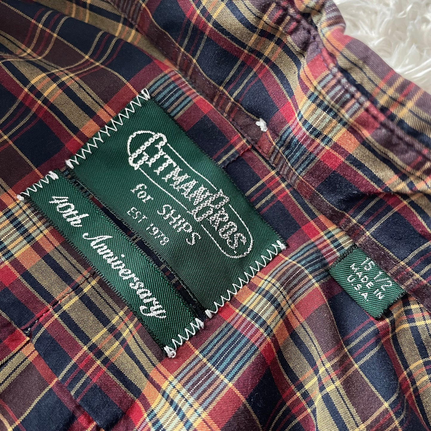 GITMAN BROS 美品 BD L/S shirt 15 1/2 茶チェック