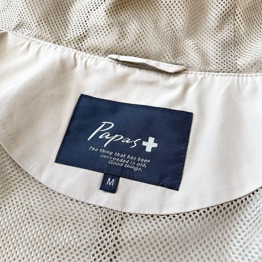 パパス 極美品 PAPAS + ライトアウター コート フード ハーフコート